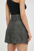 Шорти з домішкою шерсті Bruuns Bazaar жіночі колір чорний візерунок висока посадка