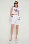 Бавовняні шорти Love Moschino колір білий з аплікацією висока посадка (3285711)