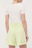 Шорти Guess жіночі колір зелений однотонні висока посадка (3194530)