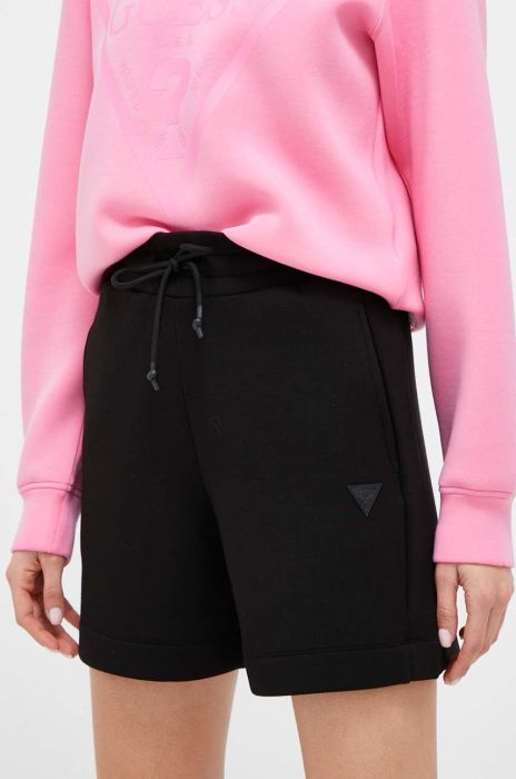 Шорти Guess жіночі колір чорний однотонні висока посадка (3326139)