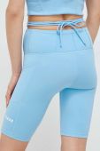 Шорти Guess жіночі однотонні висока посадка колір блакитний (3031942)