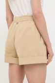 Шорти з домішкою льону Twinset колір бежевий однотонні висока посадка (3167560)