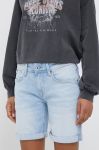 Джинсові шорти Pepe Jeans Poppy жіночі однотонні середня посадка колір блакитний
