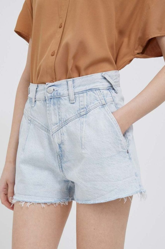 Джинсові шорти Pepe Jeans Summer Sky жіночі однотонні висока посадка колір блакитний