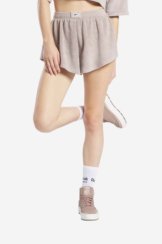Шорти Reebok Classic ND Terry жіночі колір фіолетовий однотонні висока посадка HS4741-TAUPE