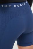 Спортивні шорти The North Face жіночі колір синій однотонні висока посадка