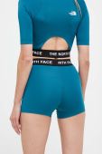 Спортивні шорти The North Face жіночі колір бірюзовий з аплікацією висока посадка
