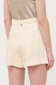 Шорти з домішкою льону Twinset колір бежевий однотонні висока посадка (3219243)