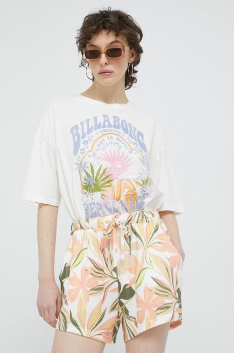 Шорти Roxy жіночі колір білий візерунок середня посадка