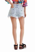 Джинсові шорти Desigual жіночі з принтом середня посадка колір блакитний