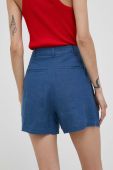 Лляні шорти United Colors of Benetton колір синій однотонні висока посадка (3307055)