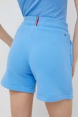 Шорти Tommy Hilfiger жіночі однотонні висока посадка колір блакитний (2988951)