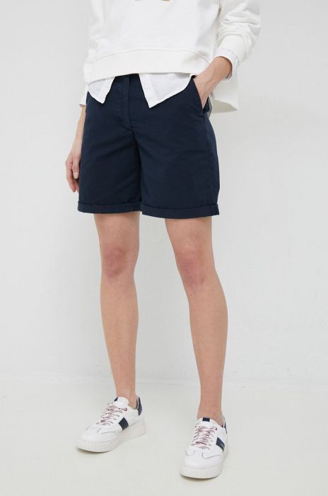 Шорти Tommy Hilfiger жіночі колір синій однотонні середня посадка (3007117)