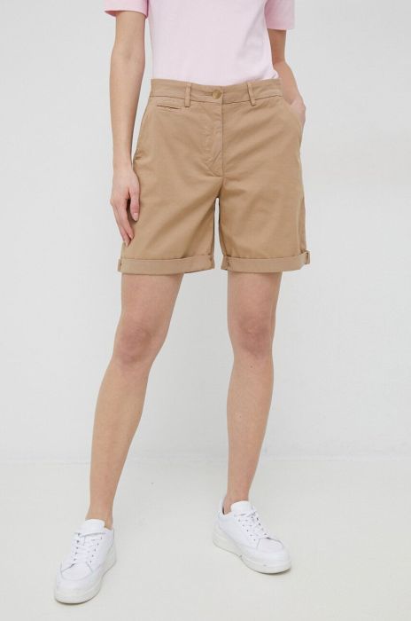 Шорти Tommy Hilfiger жіночі колір бежевий однотонні середня посадка (3006735)