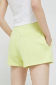 Бавовняні шорти Tommy Jeans колір жовтий однотонні висока посадка