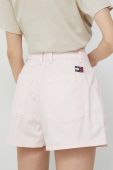 Шорти Tommy Jeans жіночі колір рожевий однотонні висока посадка (3015412)