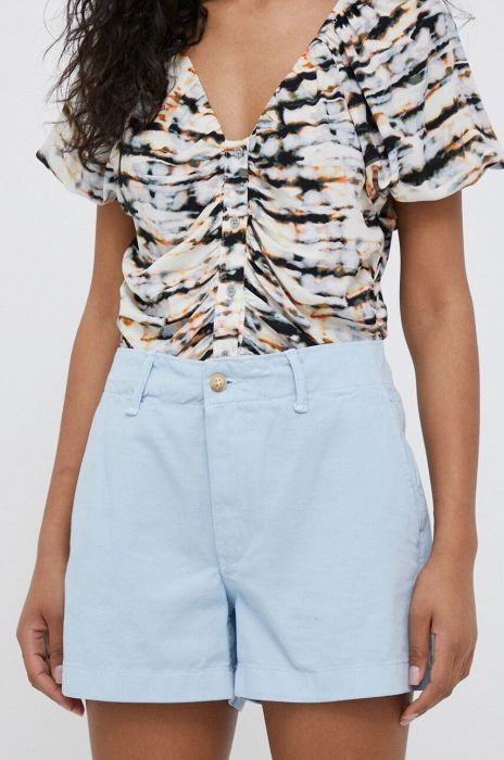 Шорти Polo Ralph Lauren жіночі однотонні середня посадка колір блакитний