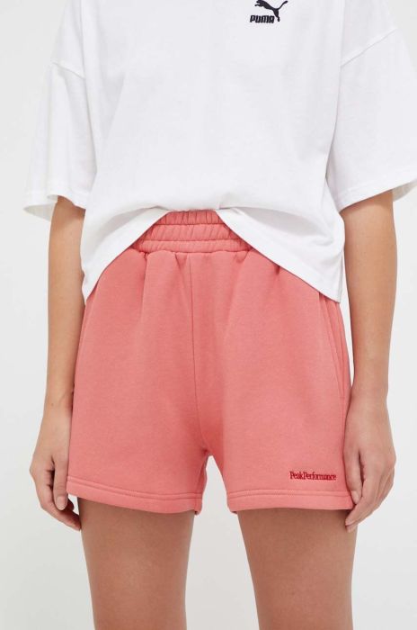 Шорти Peak Performance жіночі колір рожевий меланж висока посадка