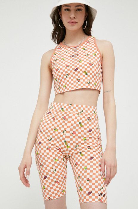 Шорти Vans жіночі колір помаранчевий візерунок висока посадка (3188868)