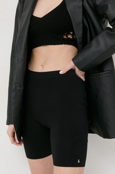 Шорти з домішкою льону Patrizia Pepe колір чорний однотонні висока посадка