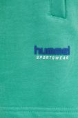 Бавовняні шорти Hummel колір зелений однотонні середня посадка