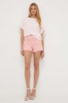 Шорти Morgan жіночі колір рожевий однотонні висока посадка