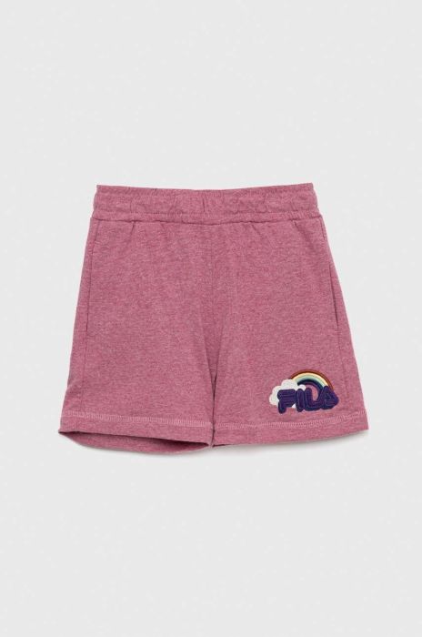 Дитячі шорти Fila колір фіолетовий з аплікацією регульована талія