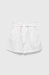 Дитячі лляні шорти United Colors of Benetton колір білий однотонні