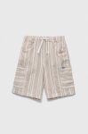 Дитячі бавовняні шорти United Colors of Benetton колір бежевий візерунок регульована талія (3289056)