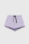 Дитячі бавовняні шорти Sisley колір фіолетовий з принтом регульована талія