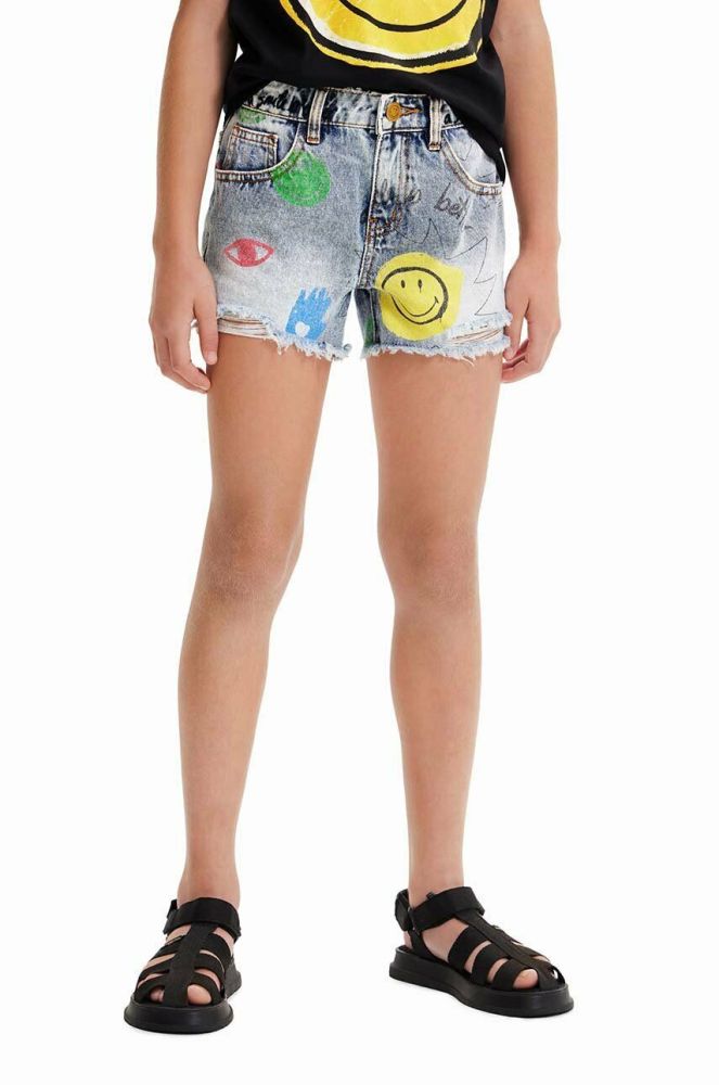 Дитячі джинсові шорти Desigual з принтом колір блакитний