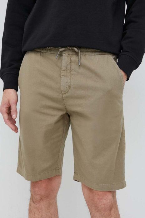 Шорти з домішкою льону Guess колір зелений