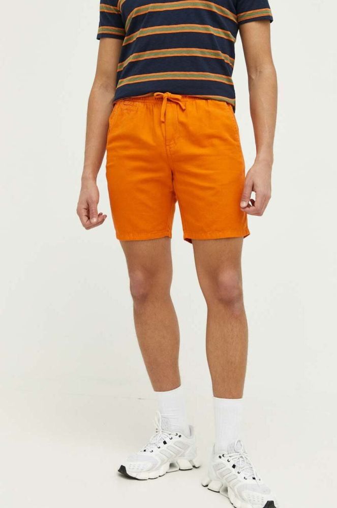 Шорти з домішкою льону Superdry колір помаранчевий