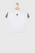 Дитяча бавовняна футболка adidas U FI 3S колір білий з аплікацією