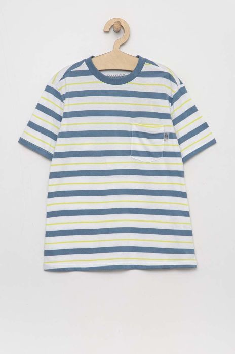 Дитяча бавовняна футболка Guess візерунок колір блакитний (2883337)