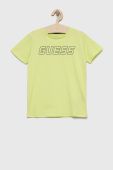 Дитяча футболка Guess колір зелений з принтом