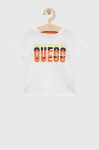 Дитяча бавовняна футболка Guess колір білий з принтом (2871388)
