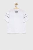 Дитяча бавовняна футболка EA7 Emporio Armani колір білий з принтом (2917766)