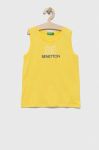 Дитяча бавовняна футболка United Colors of Benetton колір жовтий з принтом (3275642)