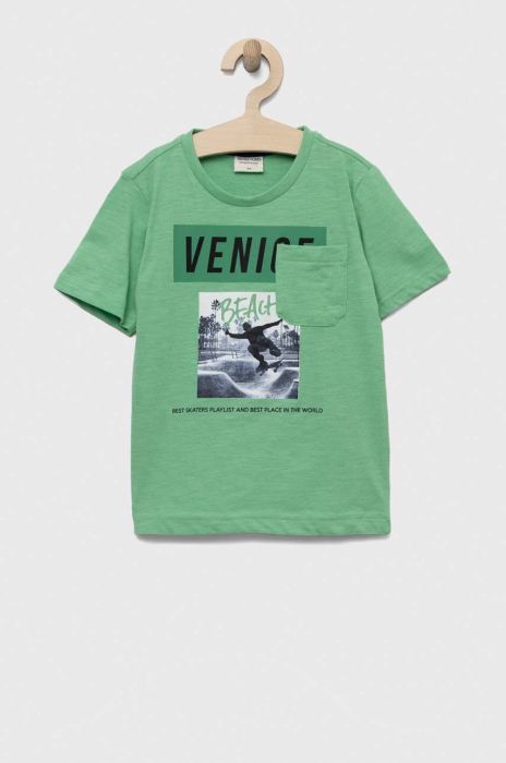 Дитяча бавовняна футболка Birba&Trybeyond колір зелений з принтом (3219776)