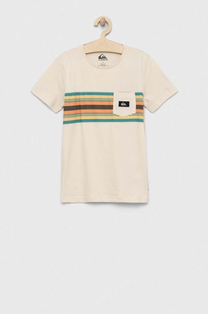 Дитяча бавовняна футболка Quiksilver колір бежевий з принтом (3046756)
