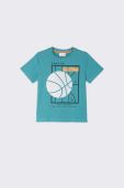 Дитяча бавовняна футболка Coccodrillo колір бірюзовий з принтом (2991574)
