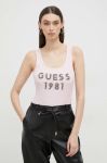 Бавовняний топ Guess колір рожевий (2911832)