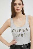 Бавовняний топ Guess колір сірий