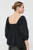 Бавовняна блузка Notes du Nord Filippa жіноча колір чорний однотонна