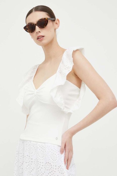 Блузка Guess жіноча колір бежевий однотонна (3242307)