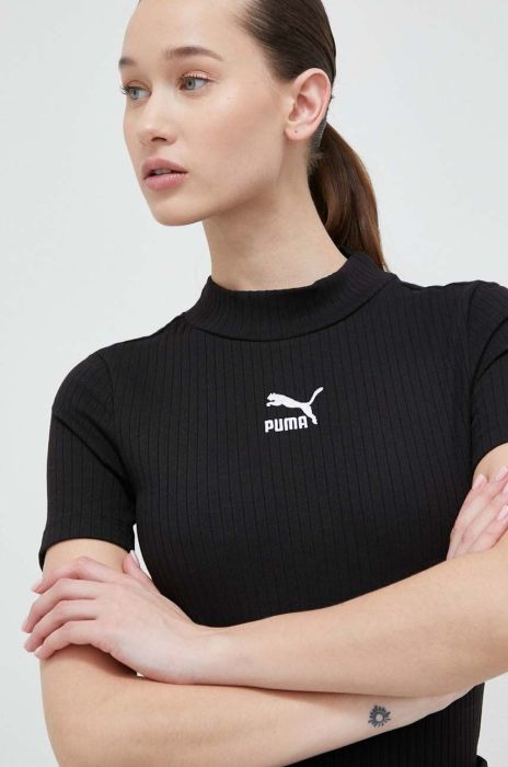 Боді Puma CLASSICS жіночі колір чорний півгольф 539003-01