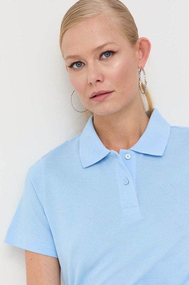 Бавовняне поло Trussardi колір блакитний