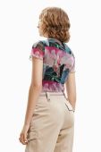 Футболка Desigual жіночий півгольф колір барвистий (3037065)