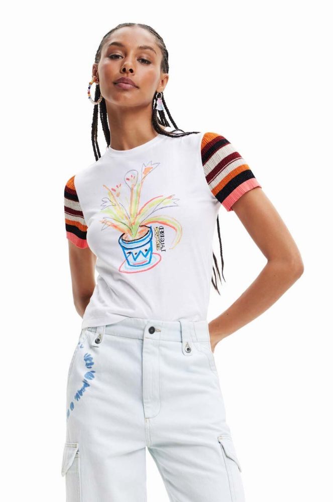 Бавовняна футболка Desigual колір білий (3141348)